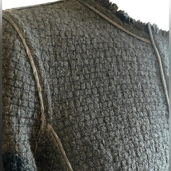 Vince Womens Textured Tweed Wool Black Cardigan/Blazer Size 8 - Picture 2 of 13